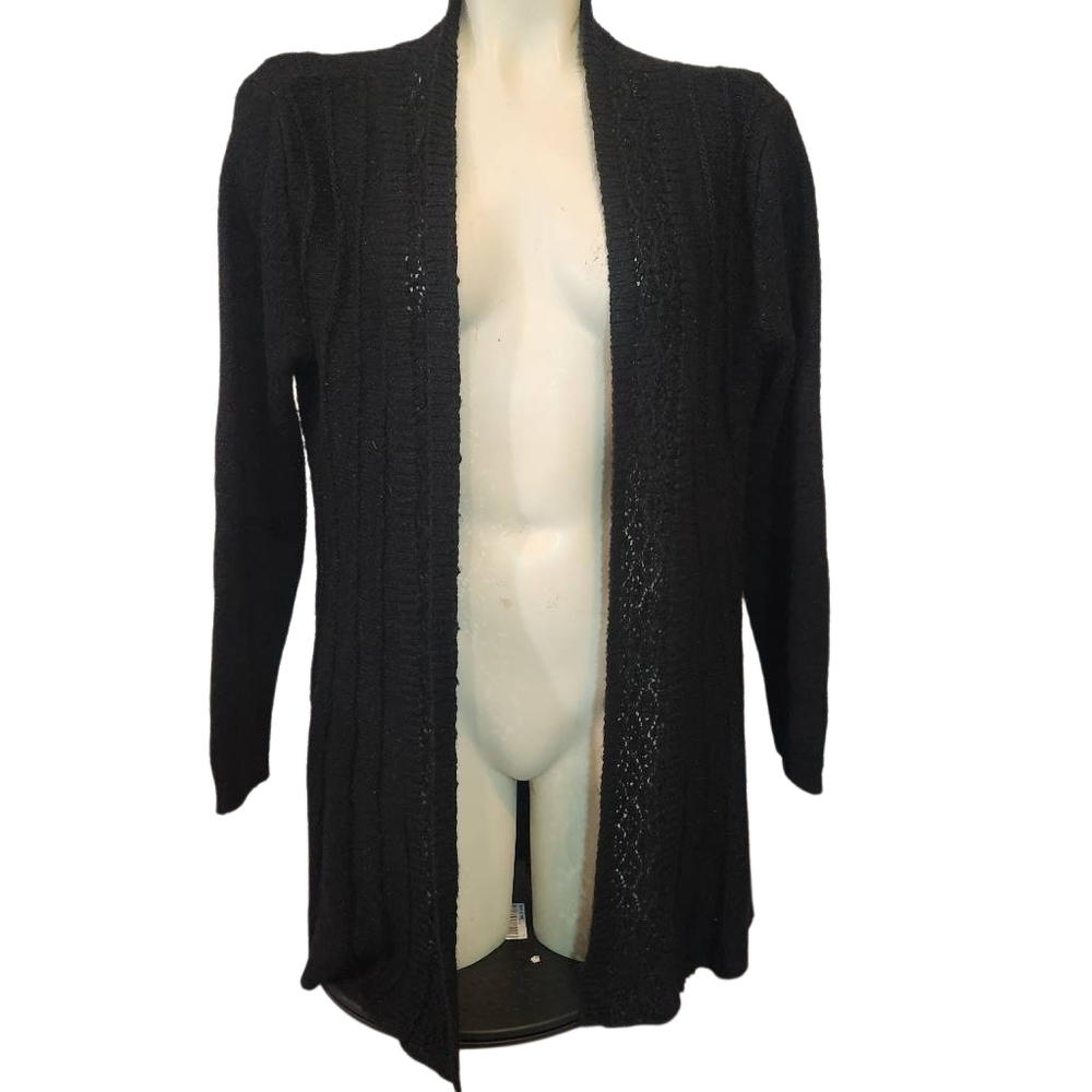 Black‎ Valerie Stevens Open-Front Women's Sweater Size Large